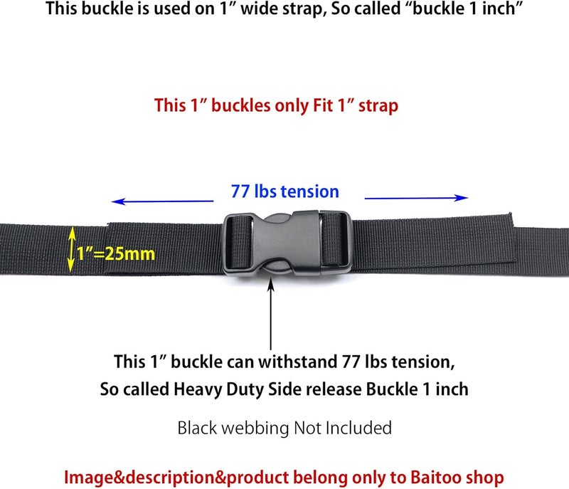 Baitoo Side Release Buckles Heavy Duty Plastic Buckle Snap Clips Clasps Backpack Buckle Replacement for Strap - Image 4